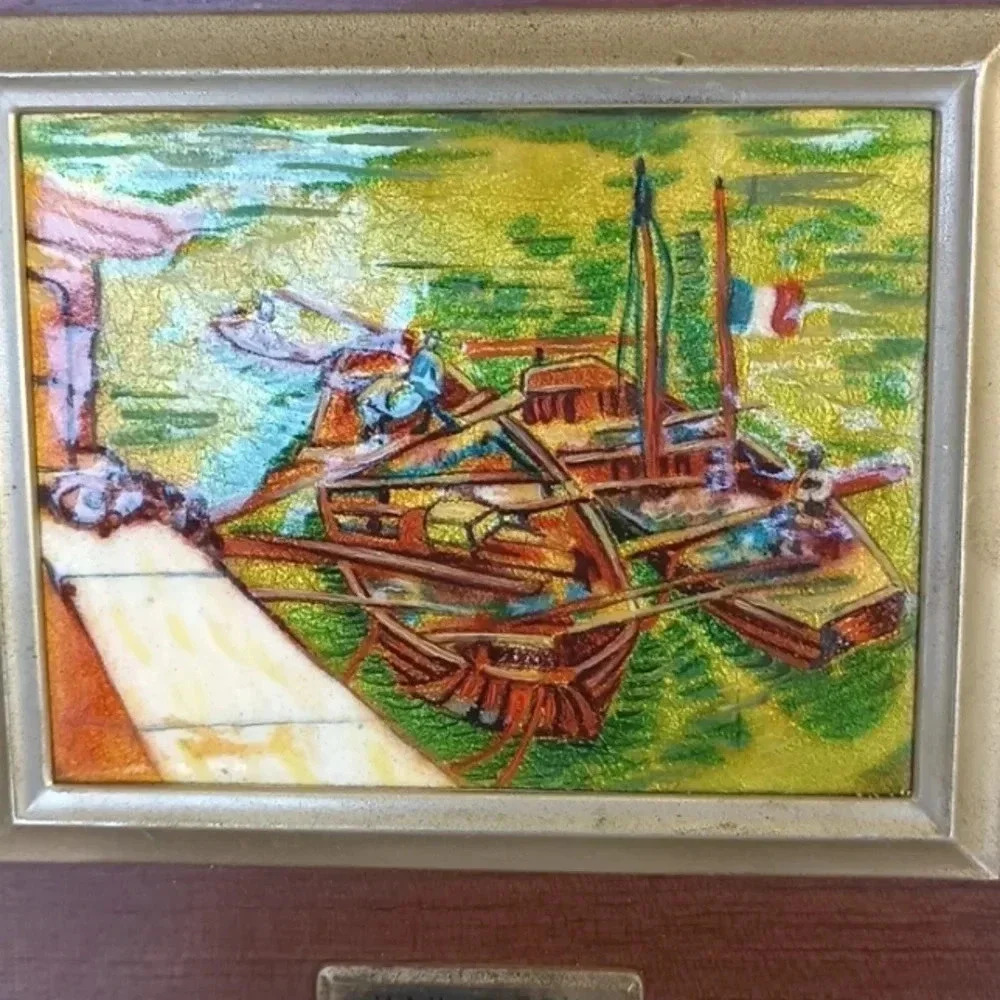Vintage hand-painted enamel on copper rendition of Van Gogh's work - Picture 3 of 6